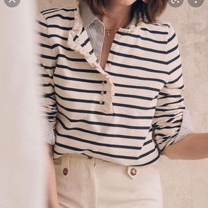 NWT Sezane Gael Knit Sweater Top Marine Stripe size large